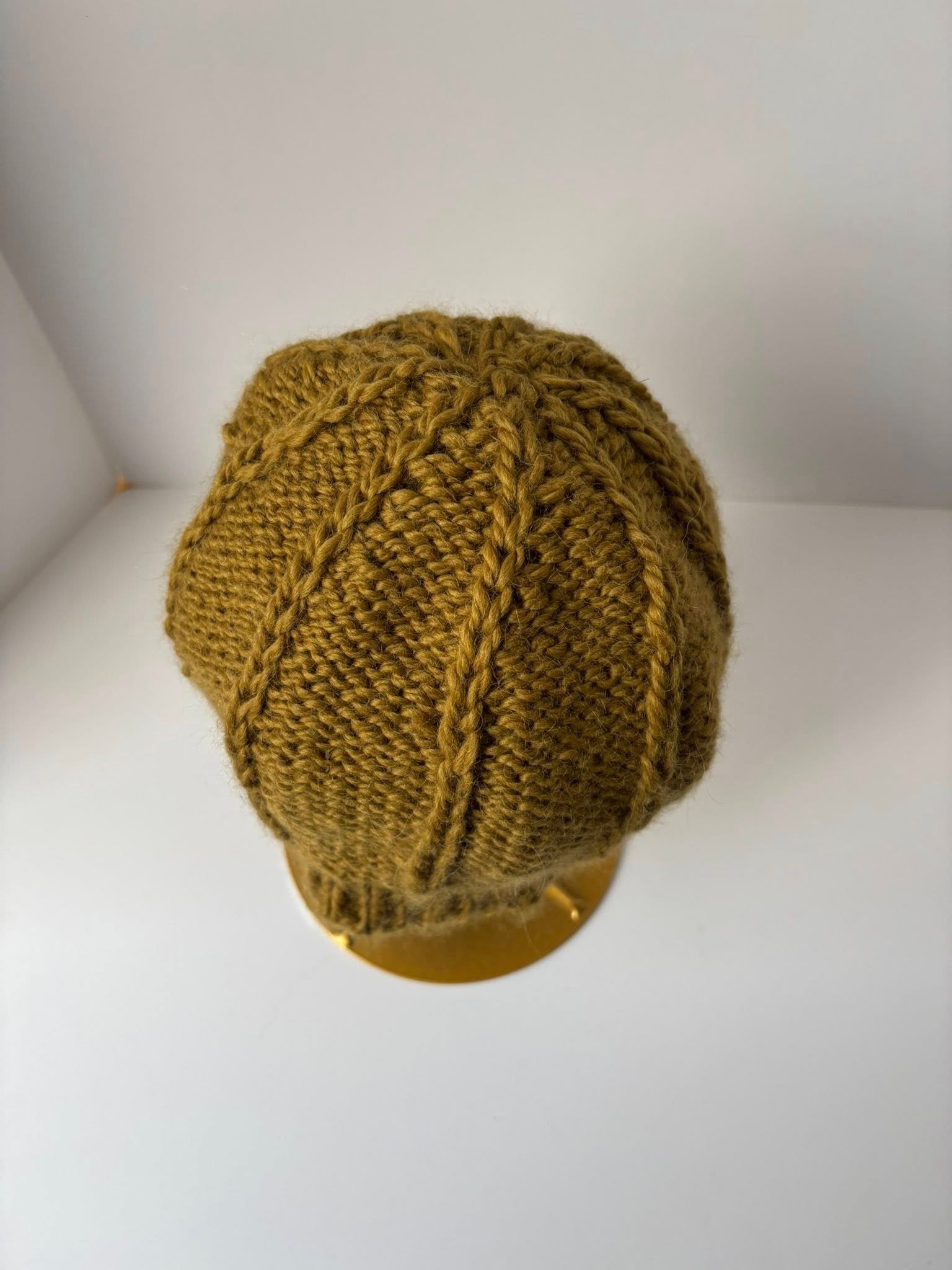 hand knitted dark gold wool hat – cozy, warm, maine made hand knitted dark gold wool hat – cozy, warm, maine made