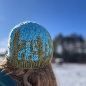 Home hand knitted dark gold wool hat – cozy, warm, maine made