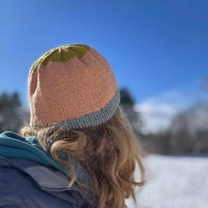 Home hand knitted dark gold wool hat – cozy, warm, maine made