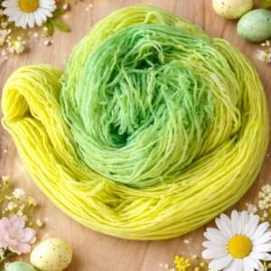 Hand Dyed Lemon Lime Wool Yarn – Single Ply, 240 Yards – Spring Knitting Crochet
