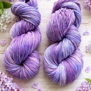 Lilac Bloom Hand-Dyed Superwash Wool Yarn – Worsted Weight Lavender Speckled Knitting Crochet – 220 Yards