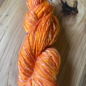 Hunter Orange Handspun Merino Wool Yarn – Worsted Weight Thick & Thin – Maine Inspired
