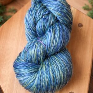 Handspun Woodland Tide Yarn: Blue & Green Wool, 173 Yards, Worsted Weight, Thick N Thin